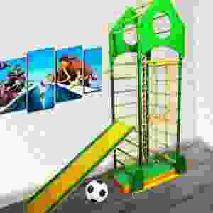 Детский спортивный комплекс для дома Олимпик-Ракета с сеткой и горкой