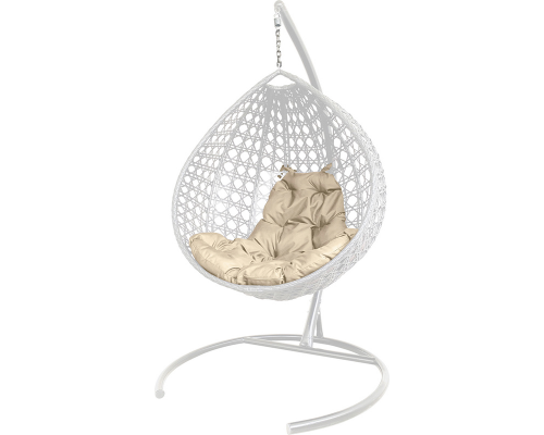 Подвесное кресло с ротангом ''Капля ЛЮКС'' Белое