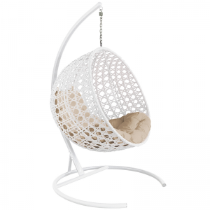 Подвесное кресло с ротангом ''Круг ЛЮКС'' Белое