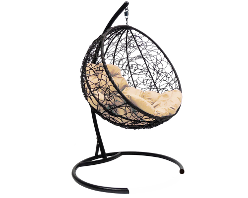 Подвесное кресло с ротангом ''Круг'' Чёрное