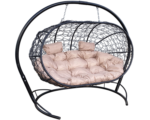 Подвесной диван с ротангом ''Лежебока'' Чёрный / Под заказ