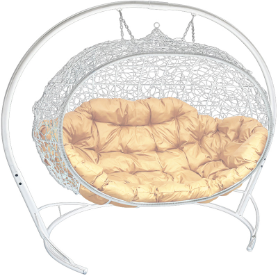 Подвесной диван с ротангом ''Улей'' Белый / Под заказ