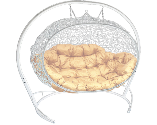 Подвесной диван с ротангом ''Улей'' Белый / Под заказ