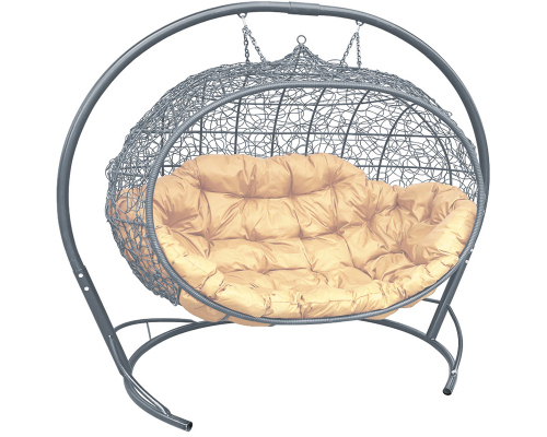Подвесной диван с ротангом ''Улей'' Серый / Под заказ