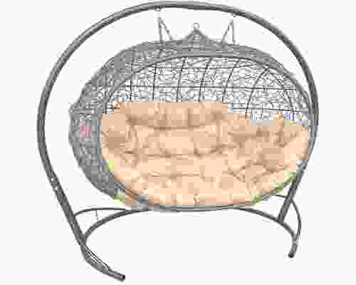 Подвесной диван с ротангом ''Улей'' Серый / Под заказ