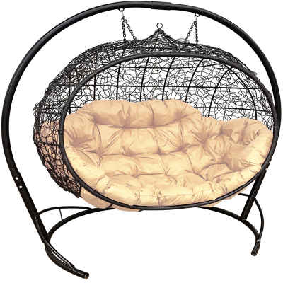 Подвесной диван с ротангом ''Улей'' Чёрный / Под заказ